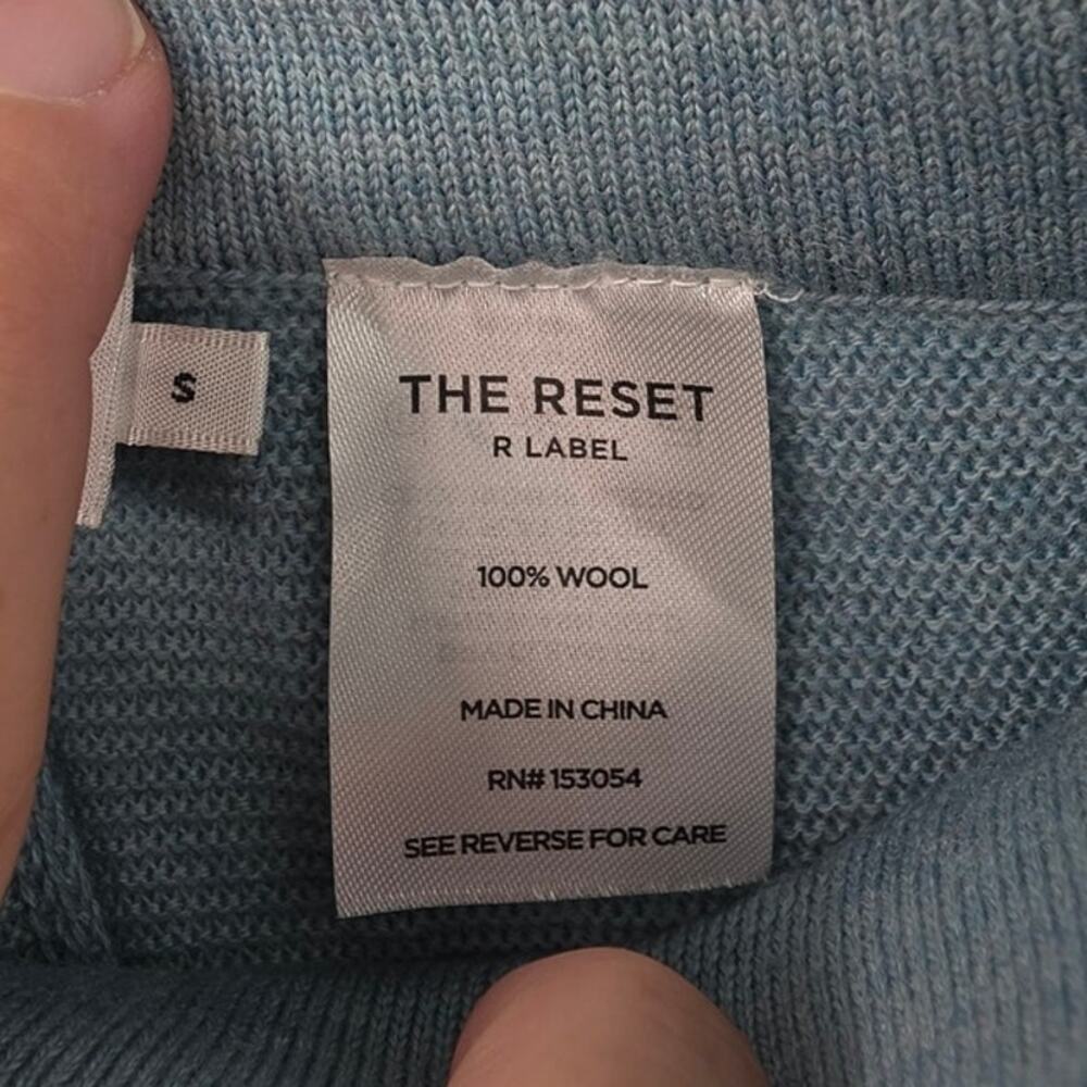 The Reset R Label Teal Wide Leg 100% Wool Pants Size Small - Picture 10 of 10